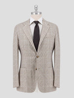 Kiton Brown Linen Cashmere Virgin Wool Blazer