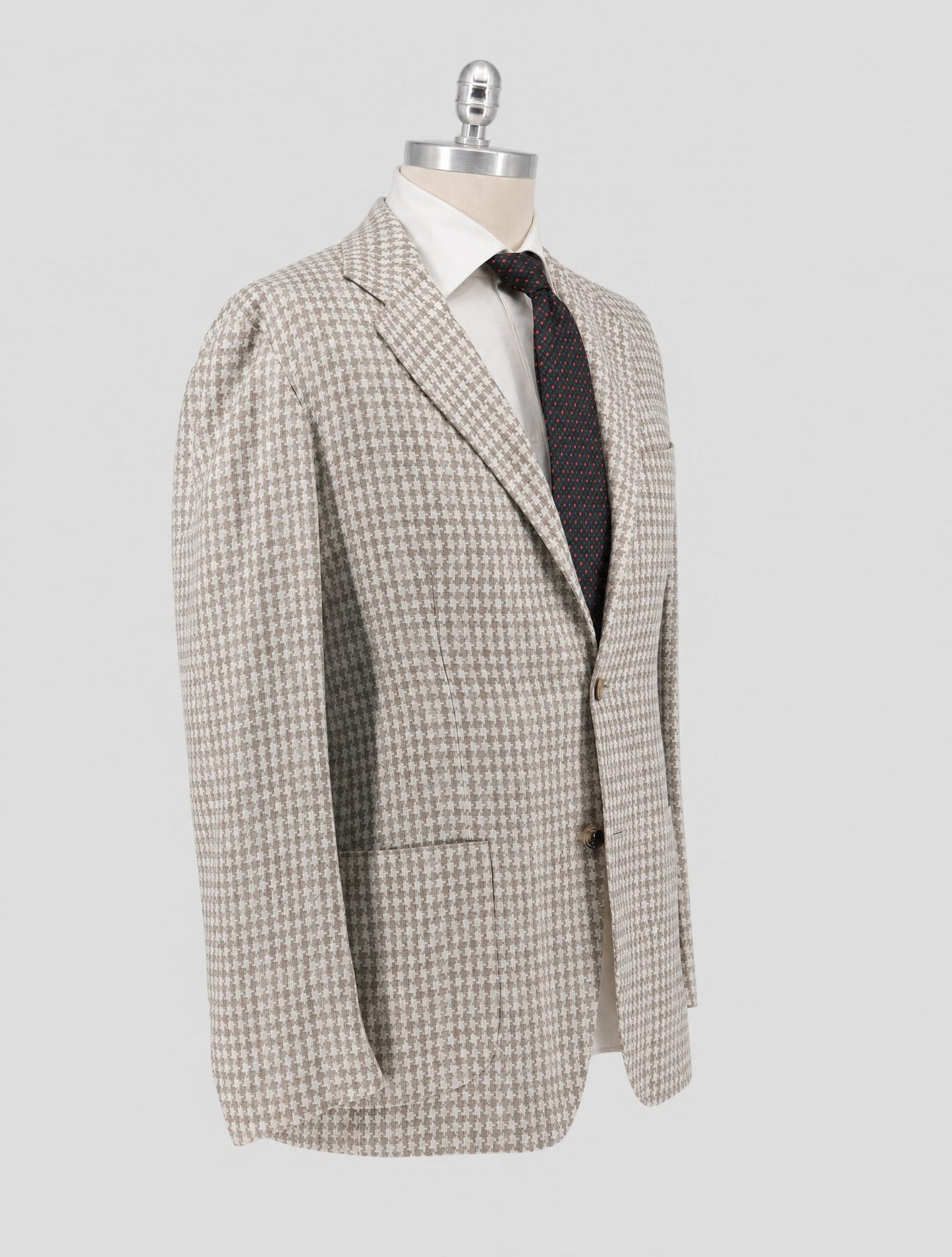 Kiton Brown Linen Cashmere Virgin Wool Blazer