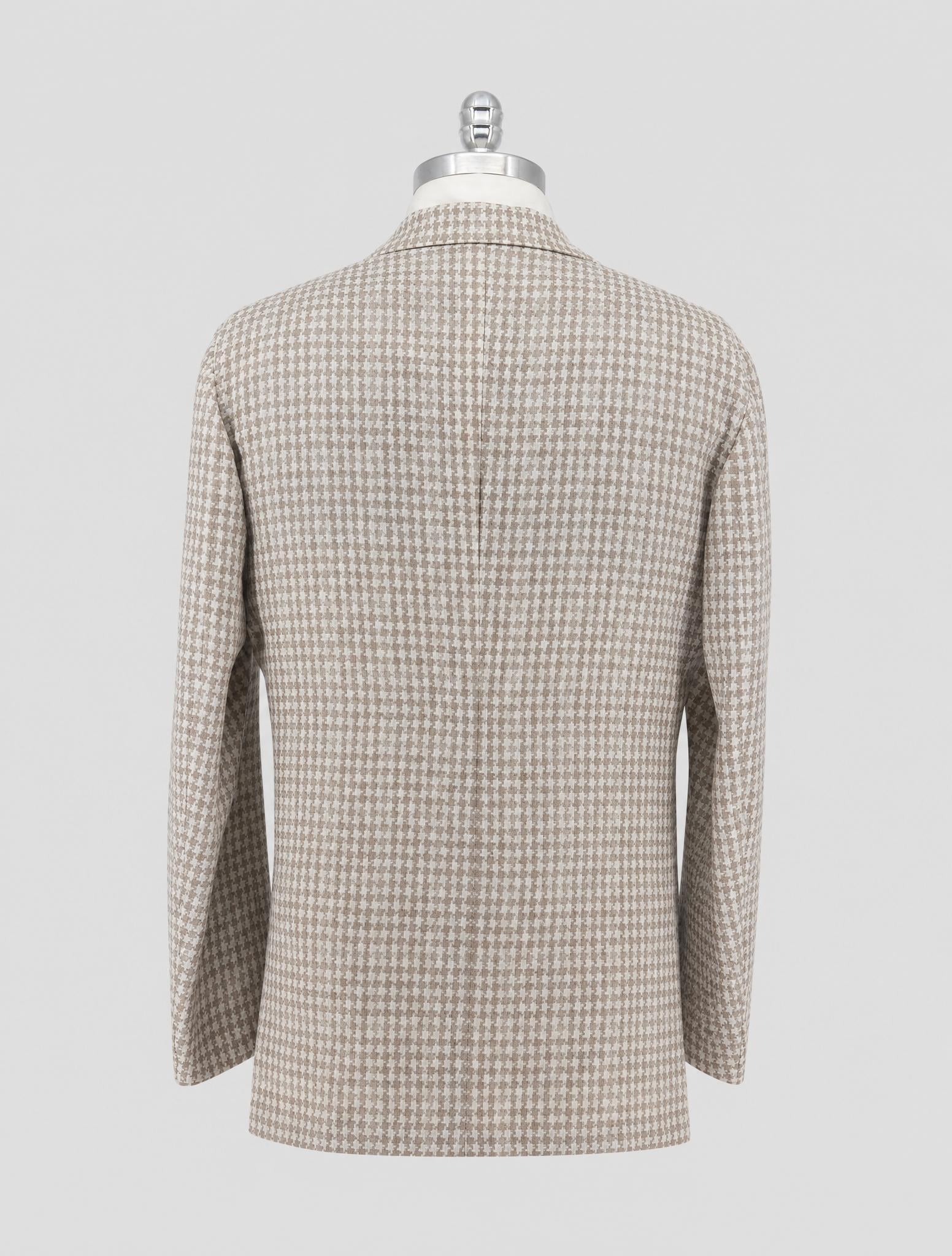 Kiton Brown Linen Cashmere Virgin Wool Blazer