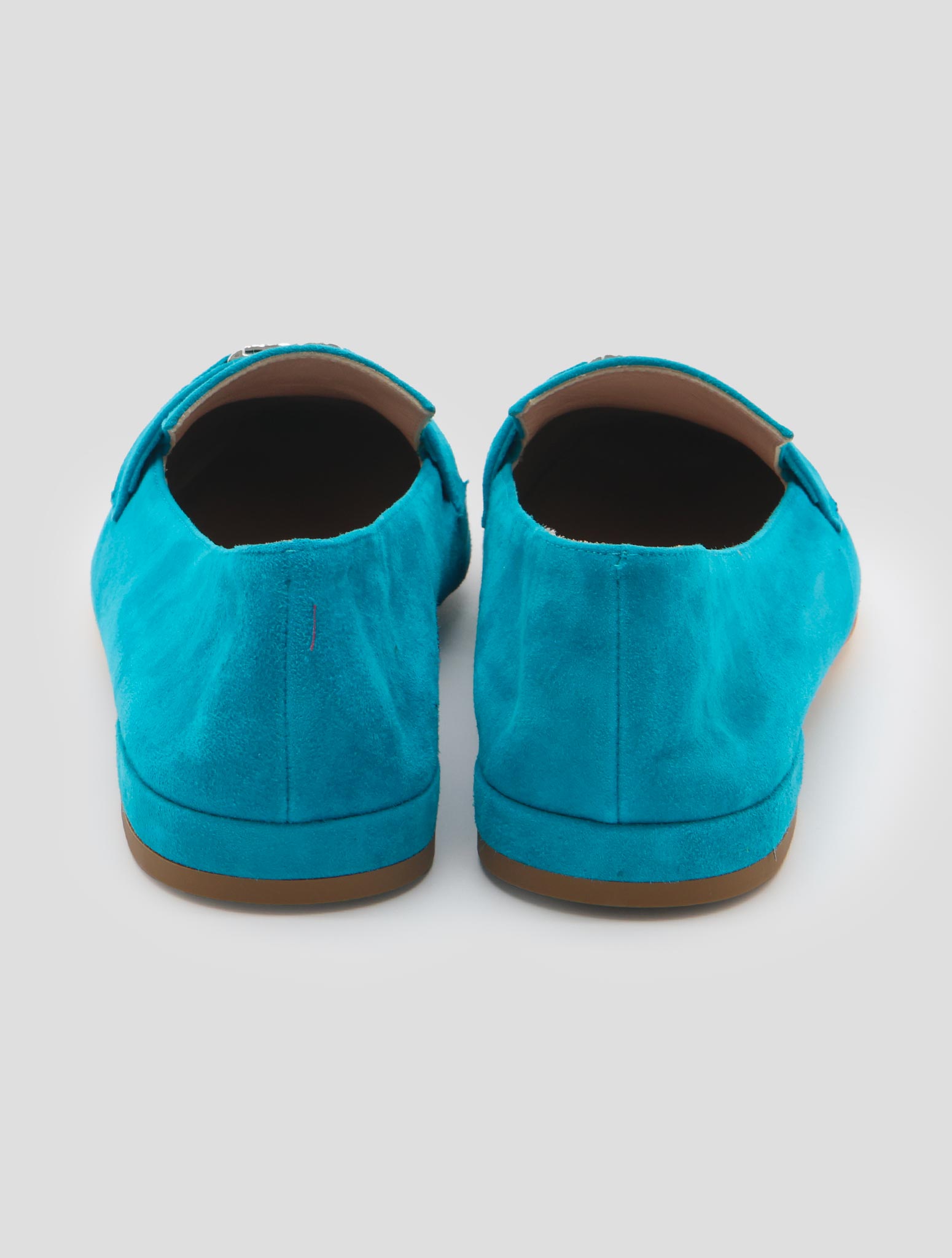 Kiton Light Blue Leather Suede Loafers Women