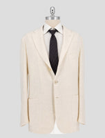 Kiton White Linen Cashmere Silk Blazer