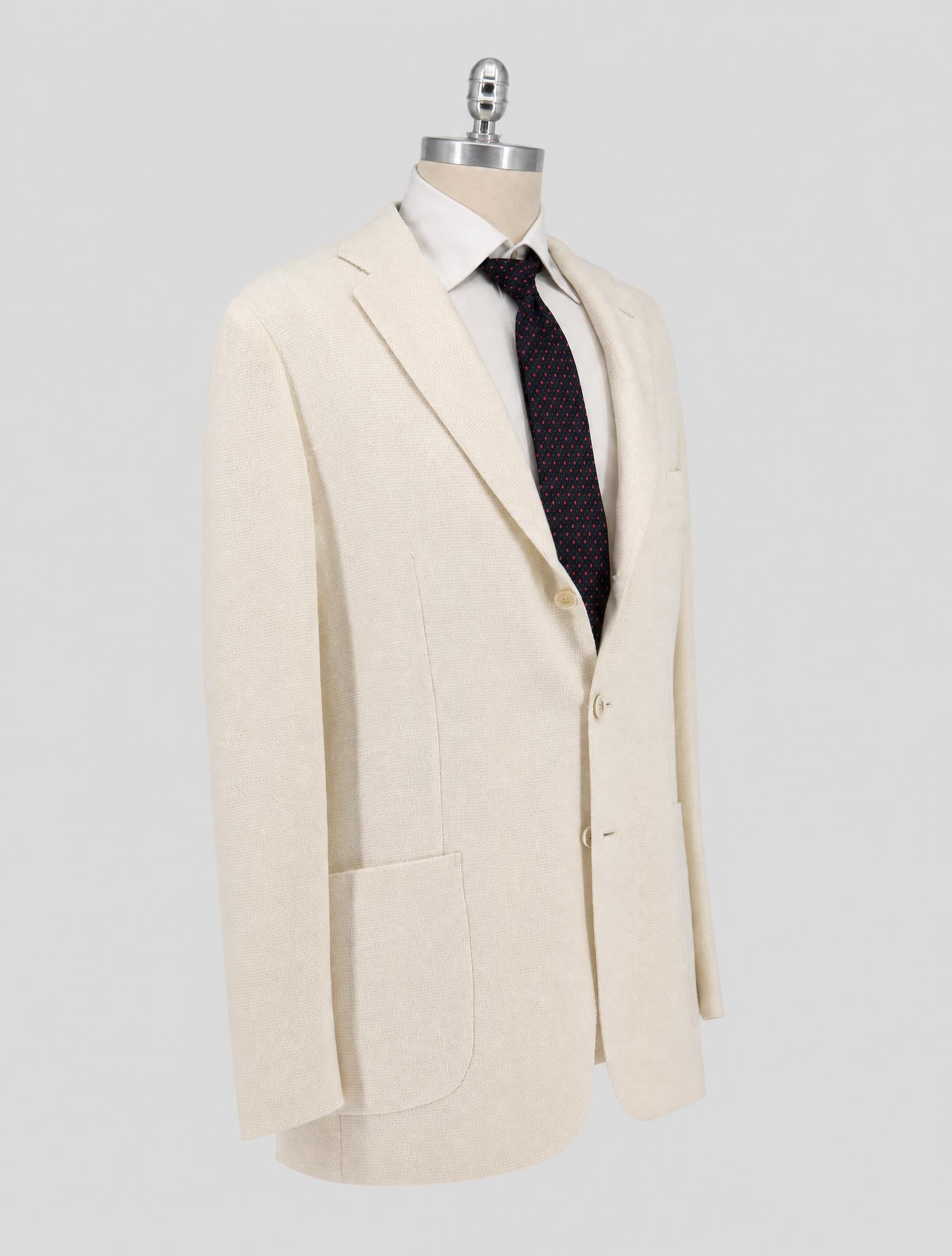 Kiton White Linen Cashmere Silk Blazer
