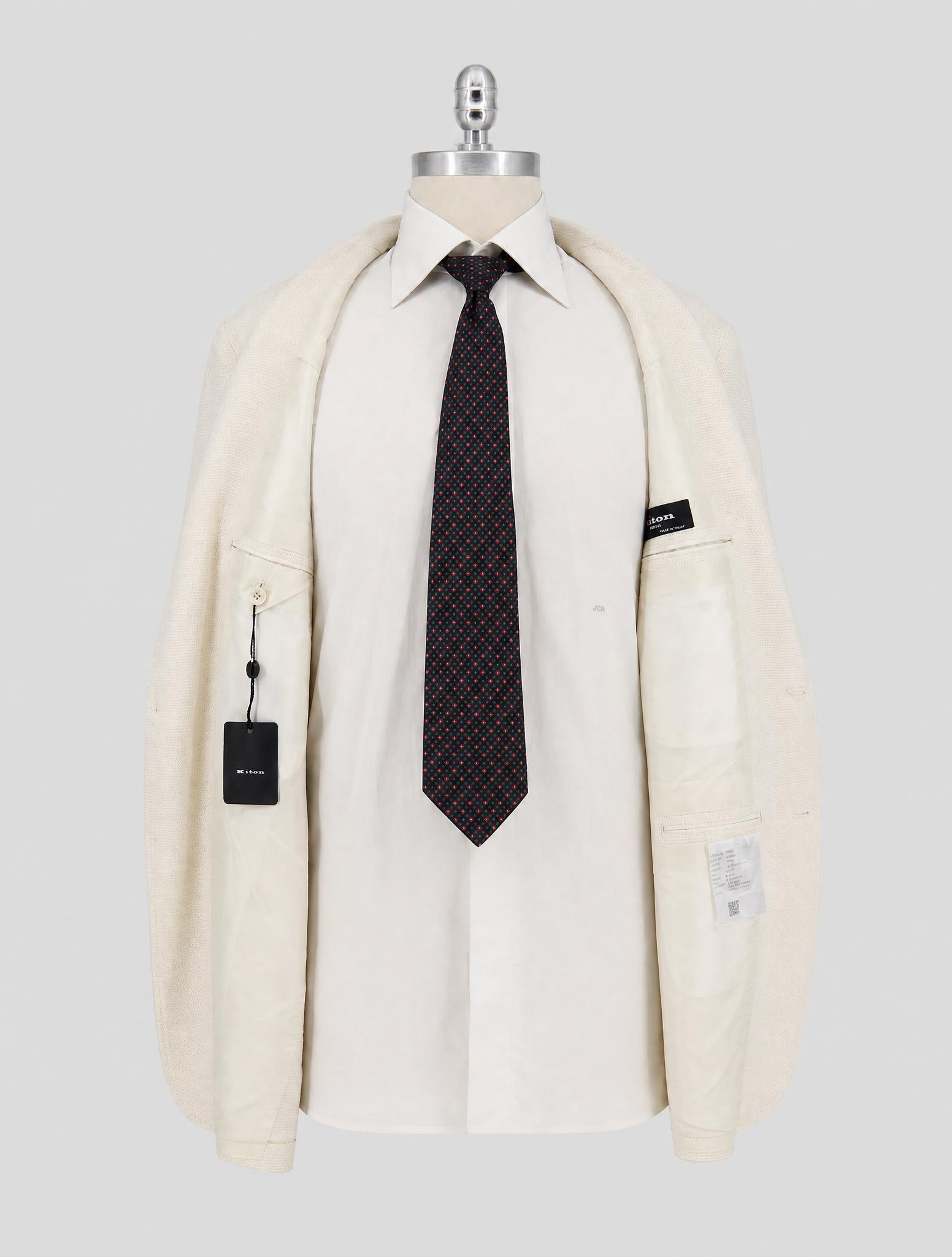 Kiton White Linen Cashmere Silk Blazer