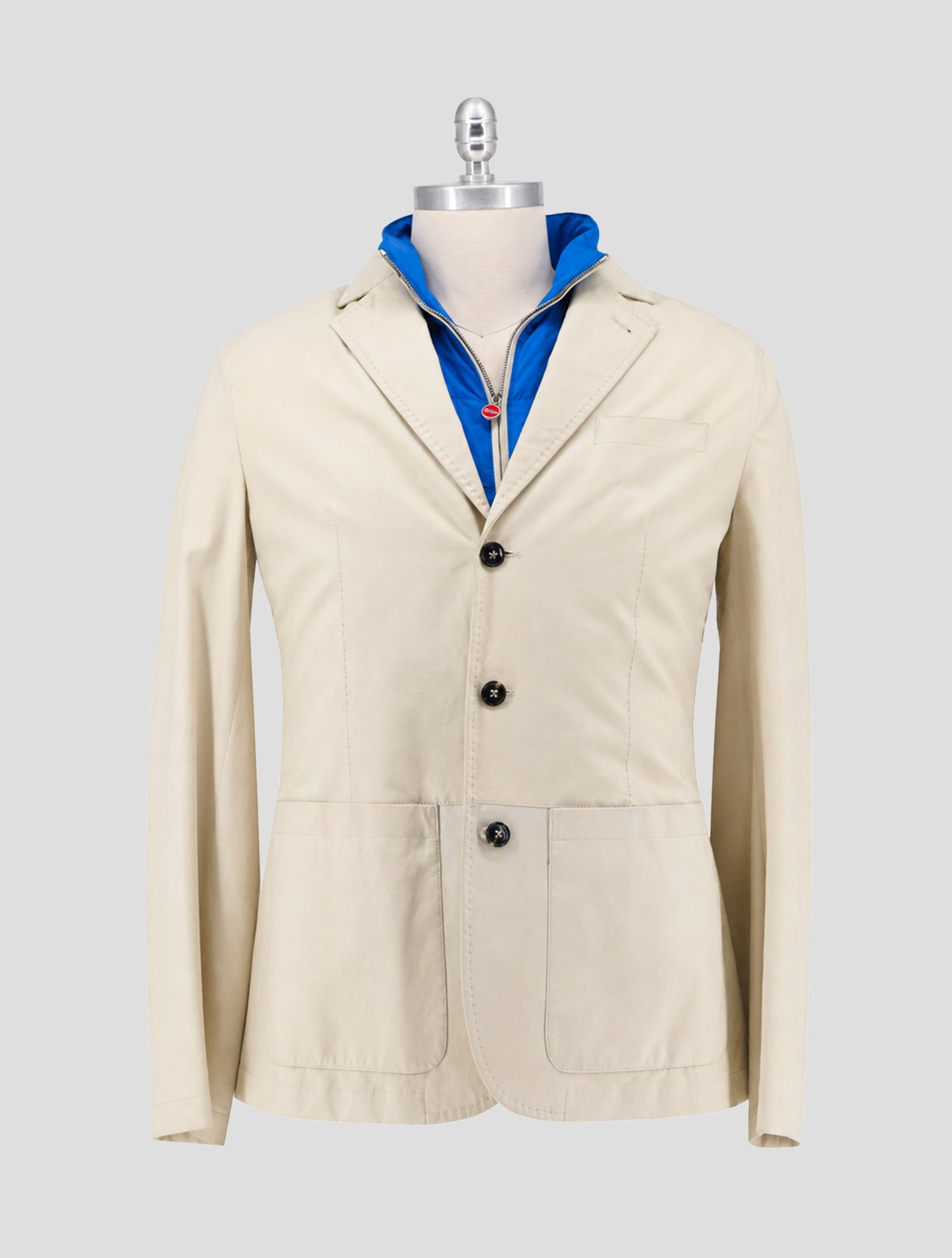 Kiton Beige Leather Suede Coat With Gilet