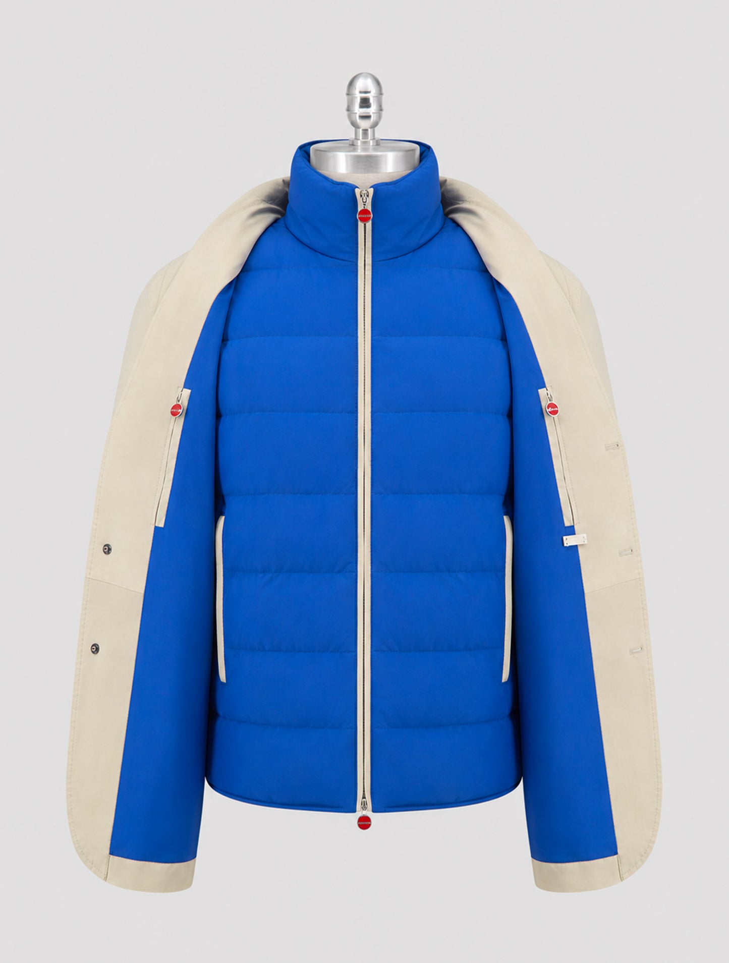 Kiton Beige Leather Suede Coat With Gilet