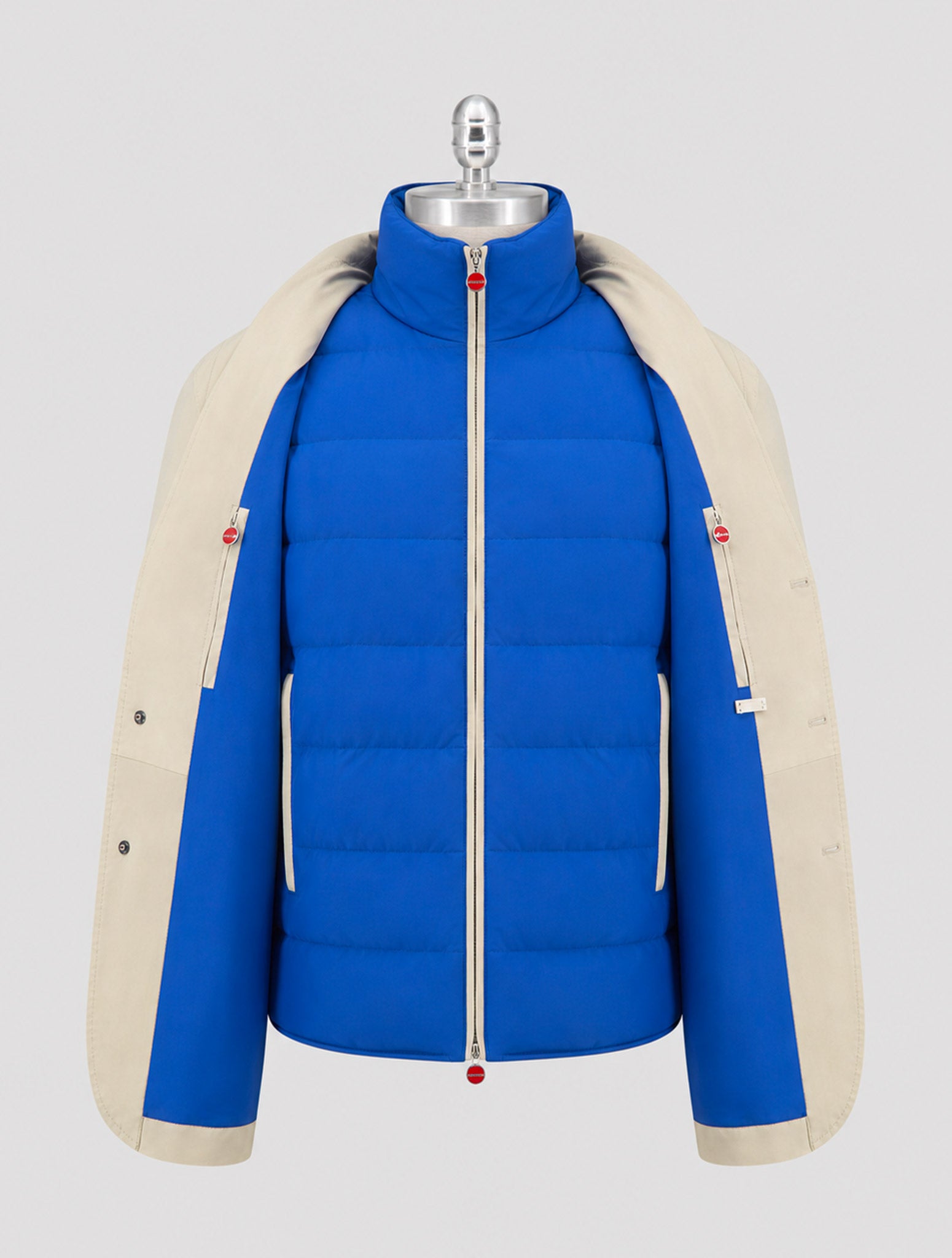 Kiton Beige Leather Suede Coat With Gilet