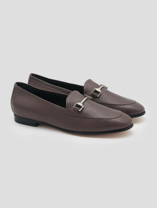 Kiton Brown Leather  Loafers Women