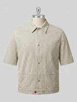Kiton Green Leather Suede Coat Short Sleeve