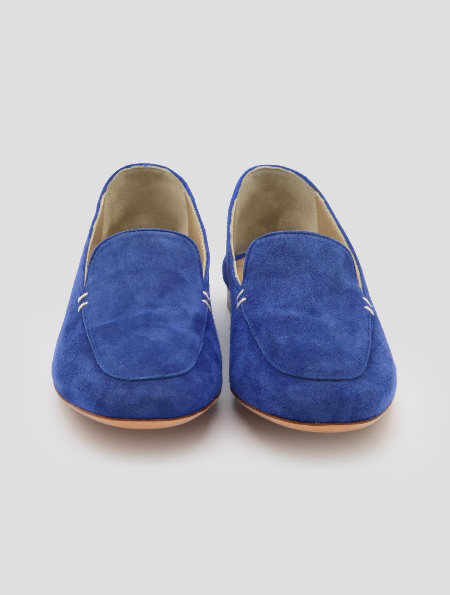 Kiton Blue Leather Suede Loafers Women