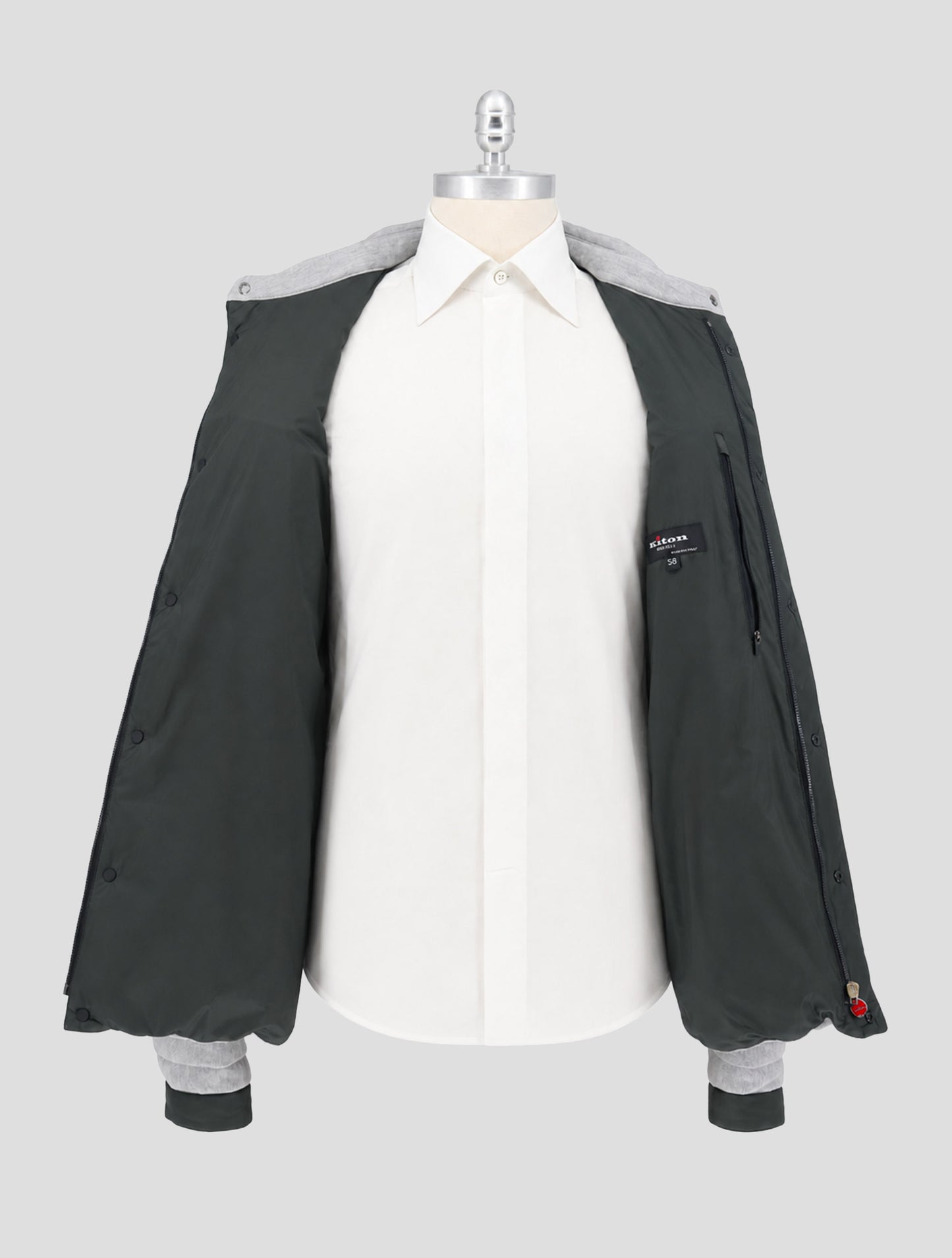 Kiton Gray Cotton Cashmere Coat