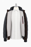 Kiton Brown Leather Suede Wool Coat