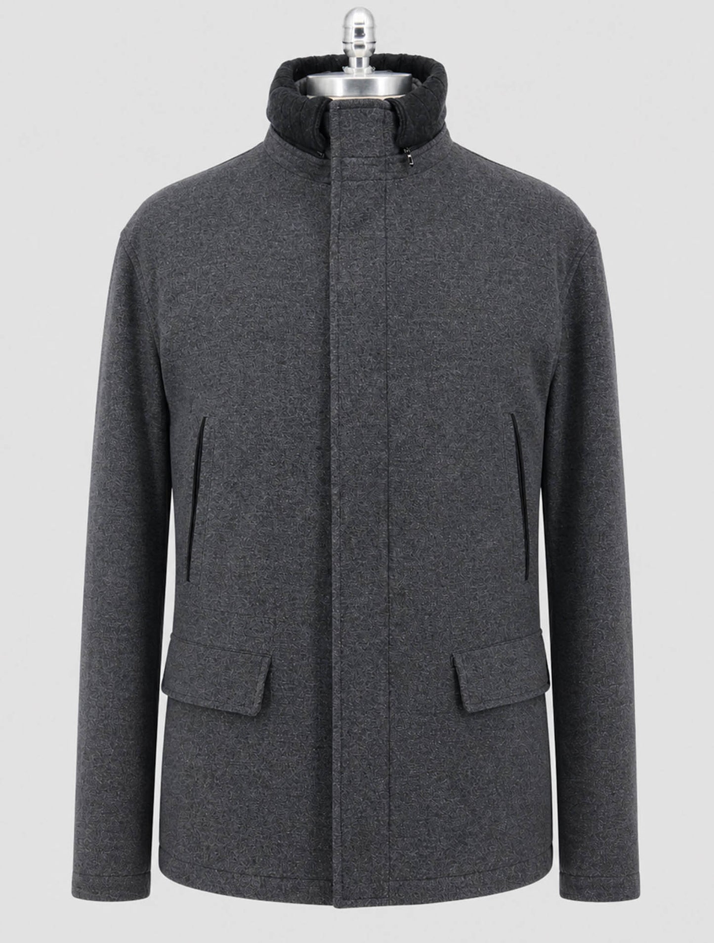 Kiton Gray Virgin Wool Silk Cashmere Ea Coat