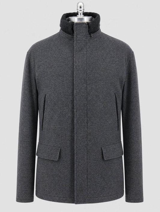 Kiton Gray Virgin Wool Silk Cashmere Ea Coat