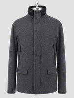 Kiton Gray Virgin Wool Silk Cashmere Ea Coat
