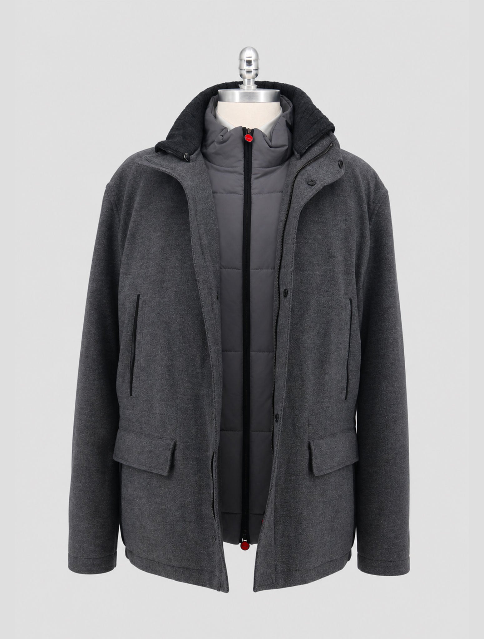 Kiton Gray Virgin Wool Silk Cashmere Ea Coat
