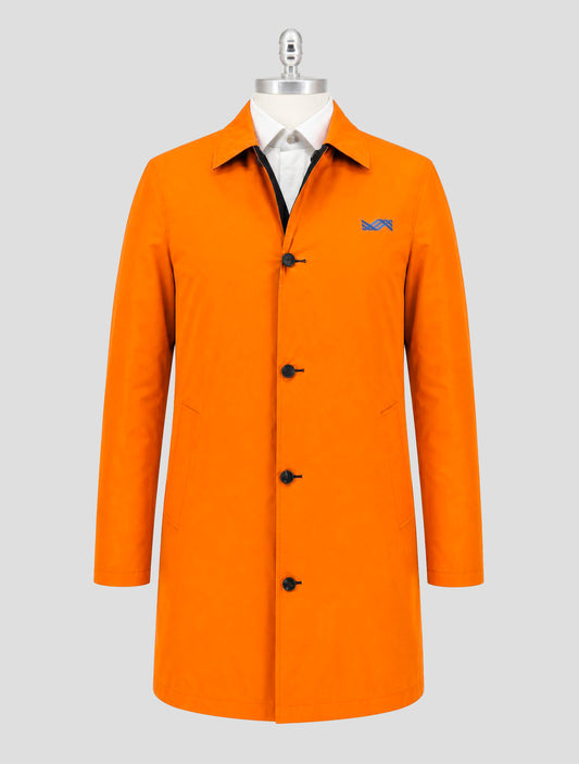 Kiton Knt Orange Black Pl Reverse Overcoat