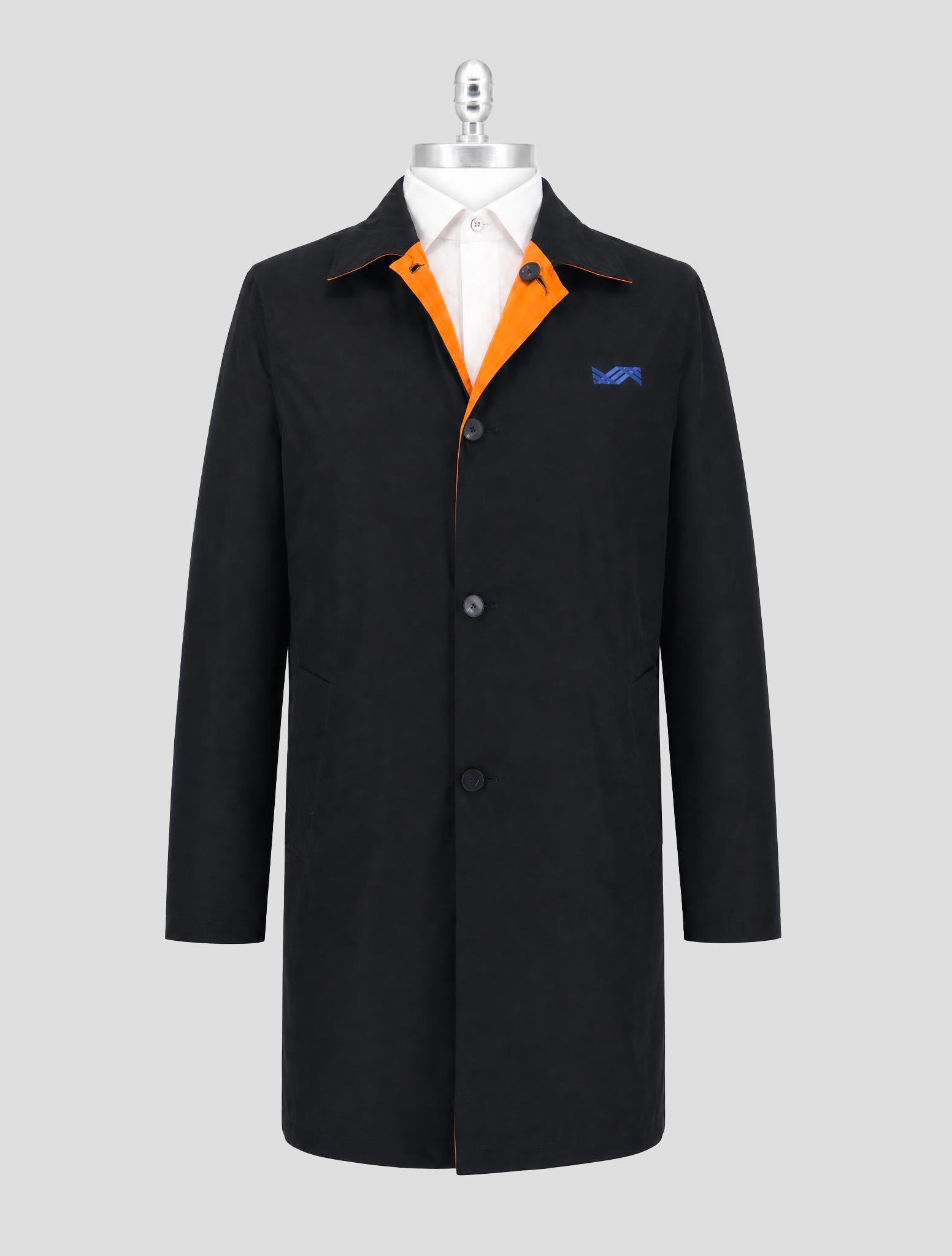 Kiton Knt Orange Black Pl Reverse Overcoat