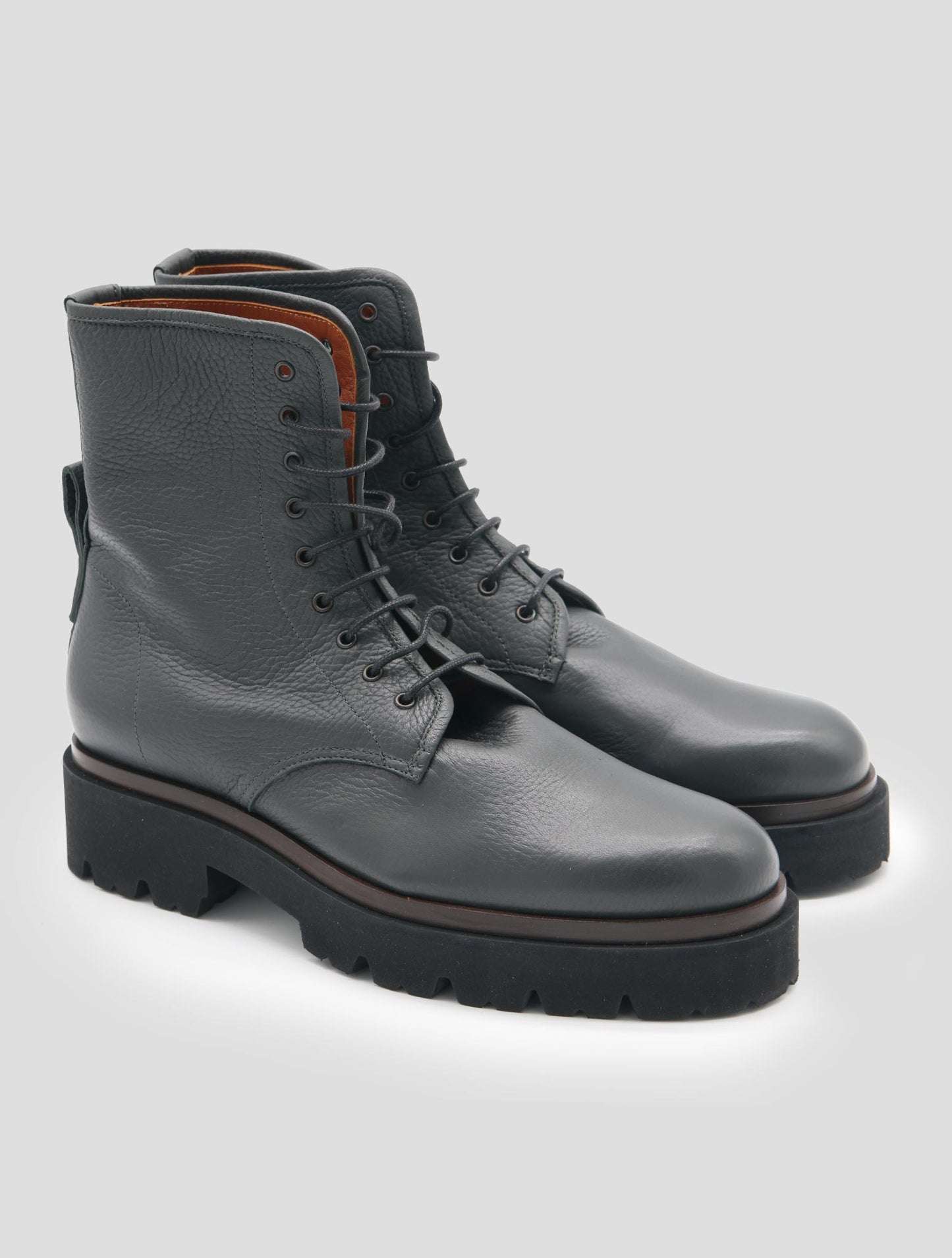 Kiton Gray Leather Deer Long Boots Women