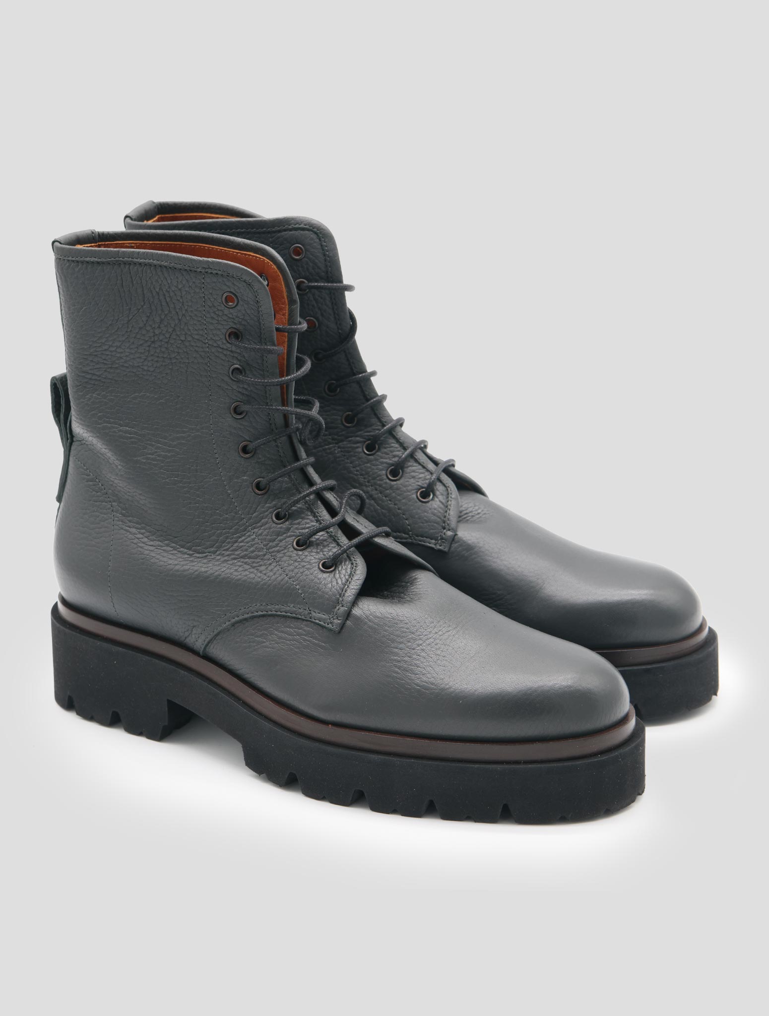Kiton Gray Leather Deer Long Boots Women