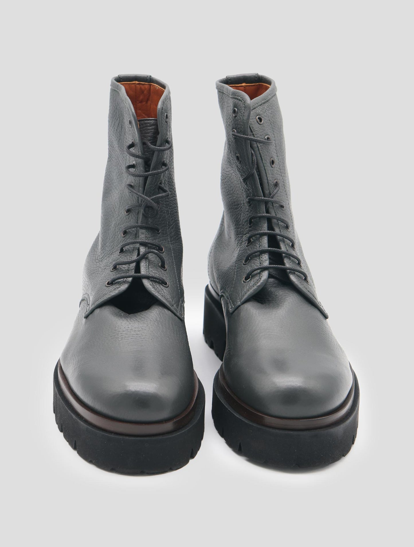 Kiton Gray Leather Deer Long Boots Women