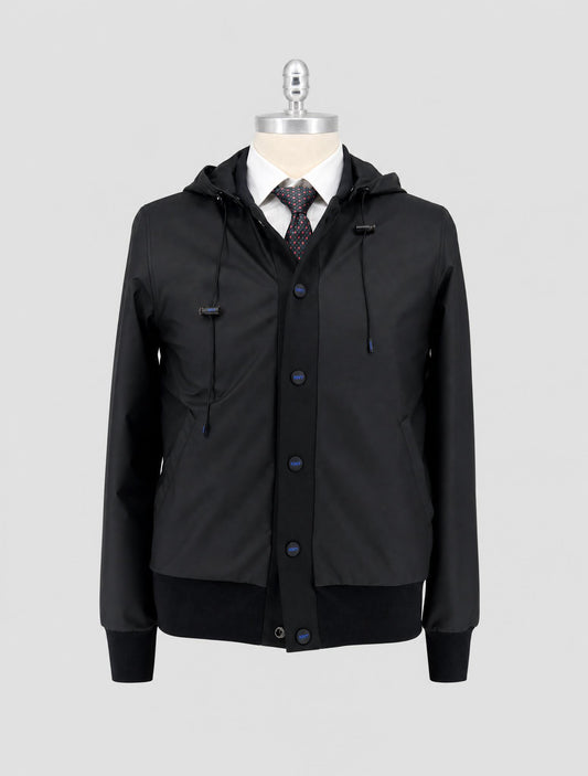 Kiton Black Pl Cotton Pa Ea Coat