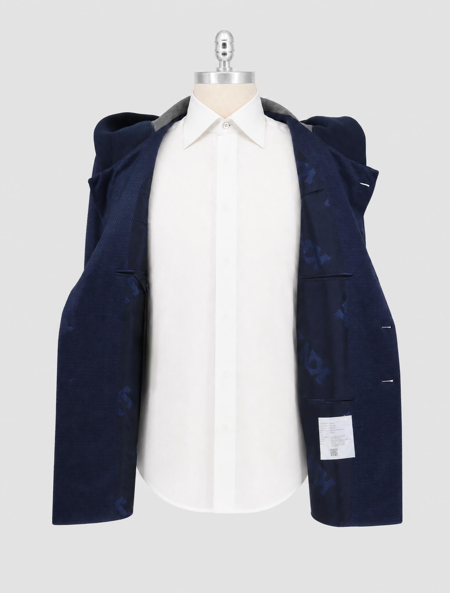 Kiton Knt Blue Wool Coat