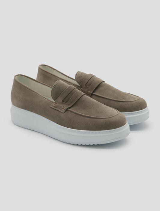 Kiton Beige Leather Suede Loafers