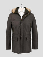 Kiton Green Leather Shearling Murmasky Fur Coat