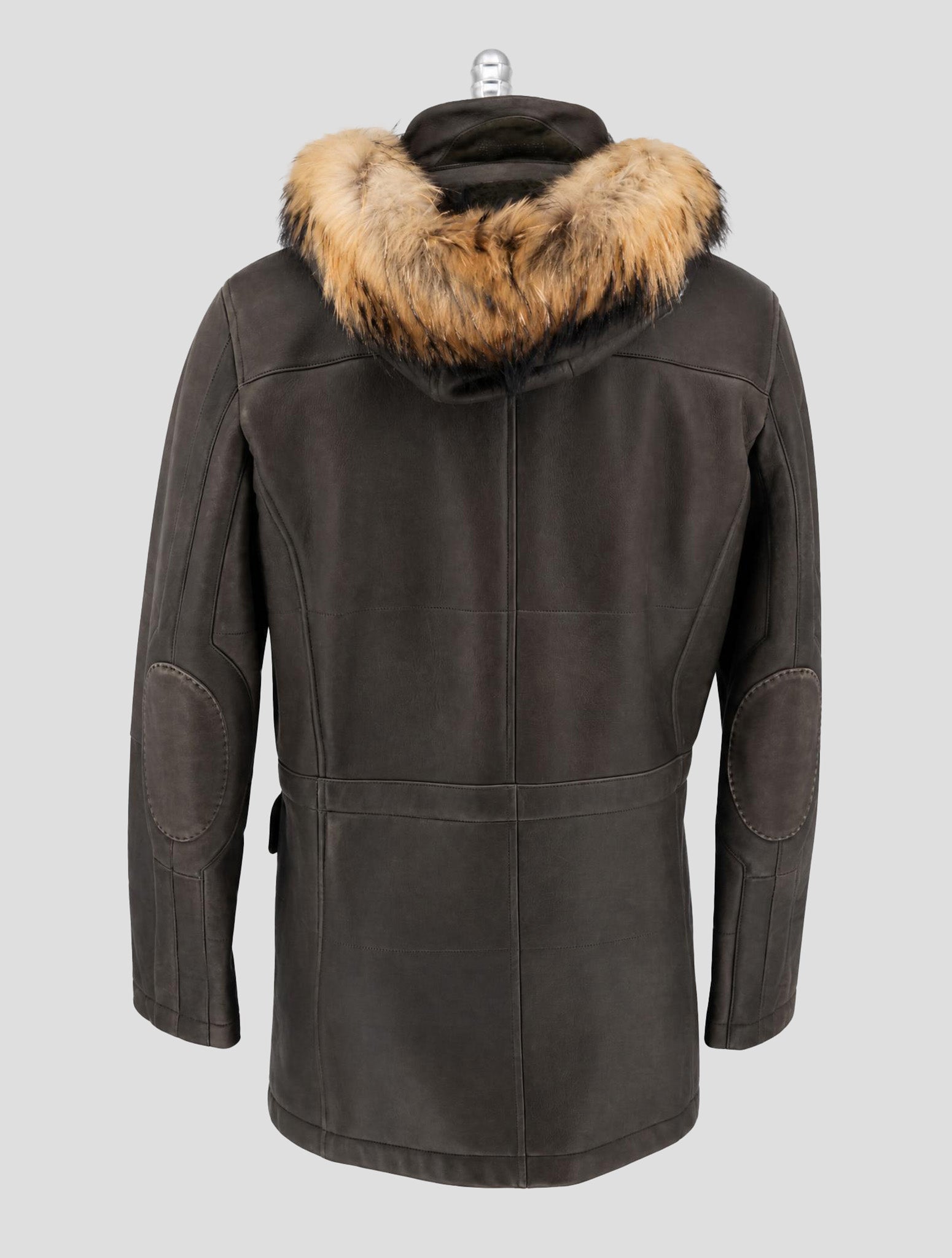 Kiton Green Leather Shearling Murmasky Fur Coat