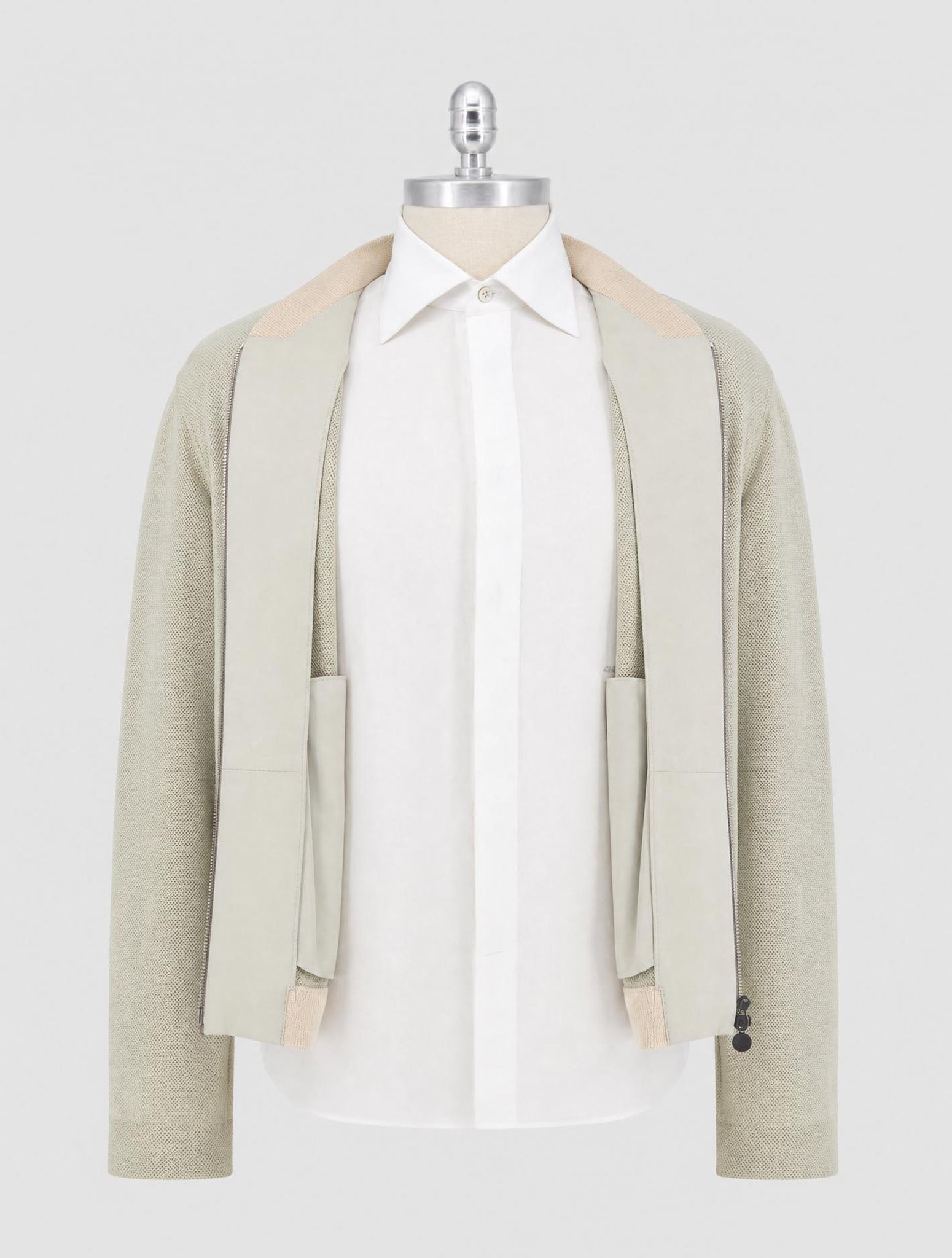 Kiton Green Leather Suede Coat