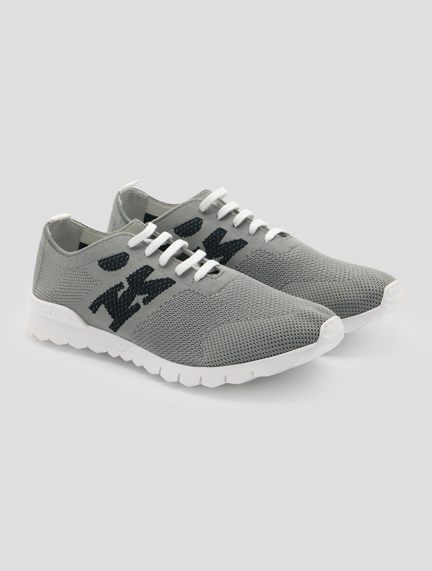 Kiton Gray Cotton Ea Sneakers