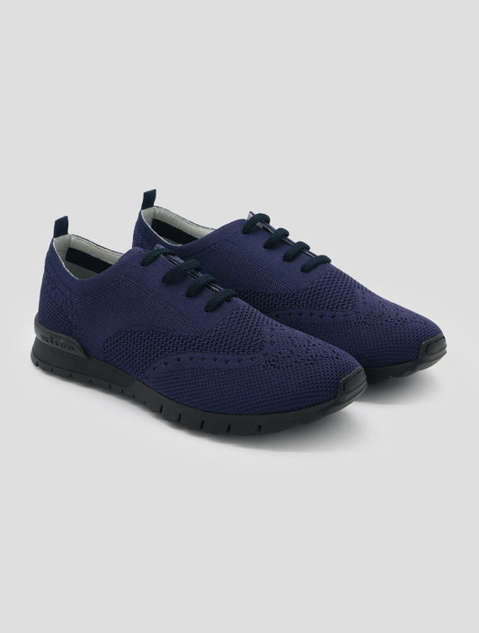 Kiton Blue Cotton Ea Sneakers