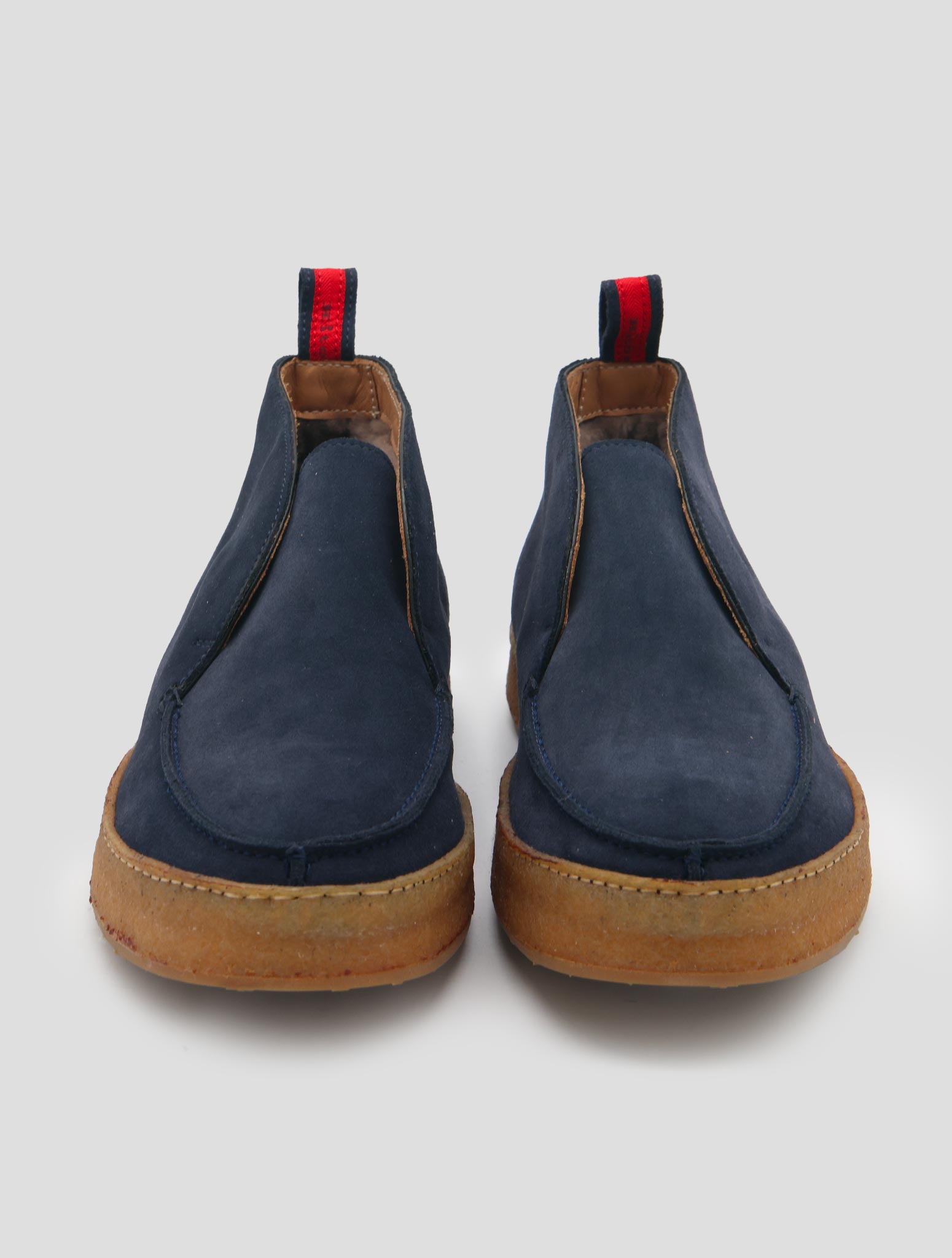 Kiton Blue Leather Suede Inside Fur Boots