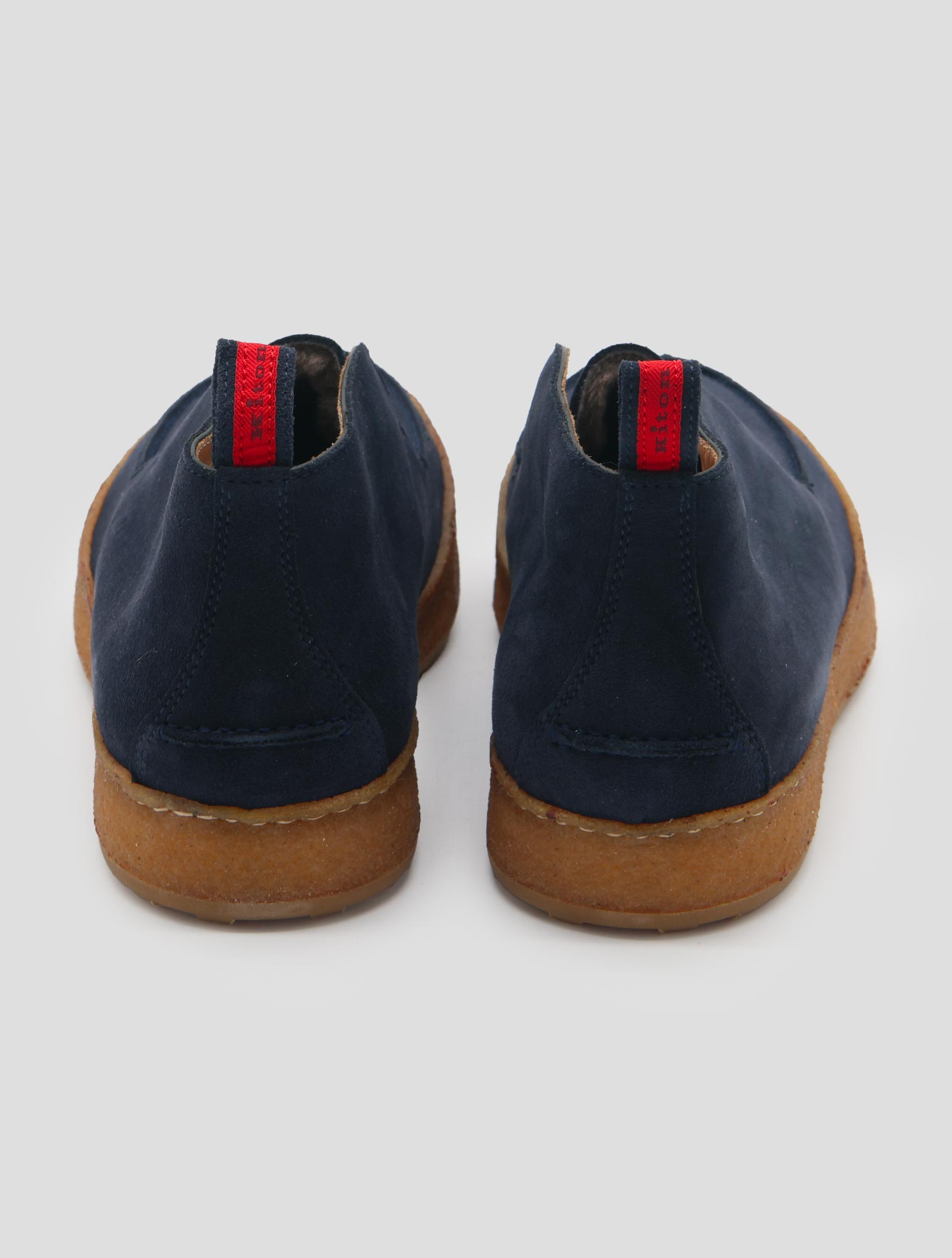Kiton Blue Leather Suede Inside Fur Boots
