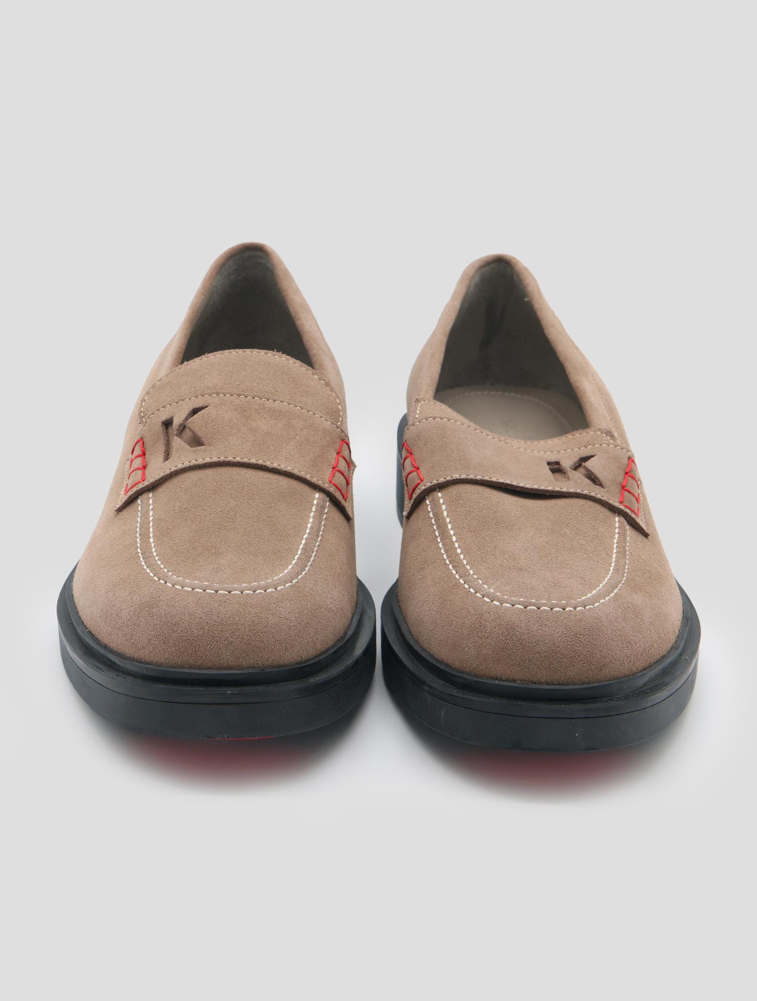 Kiton Beige Leather Suede Loafers