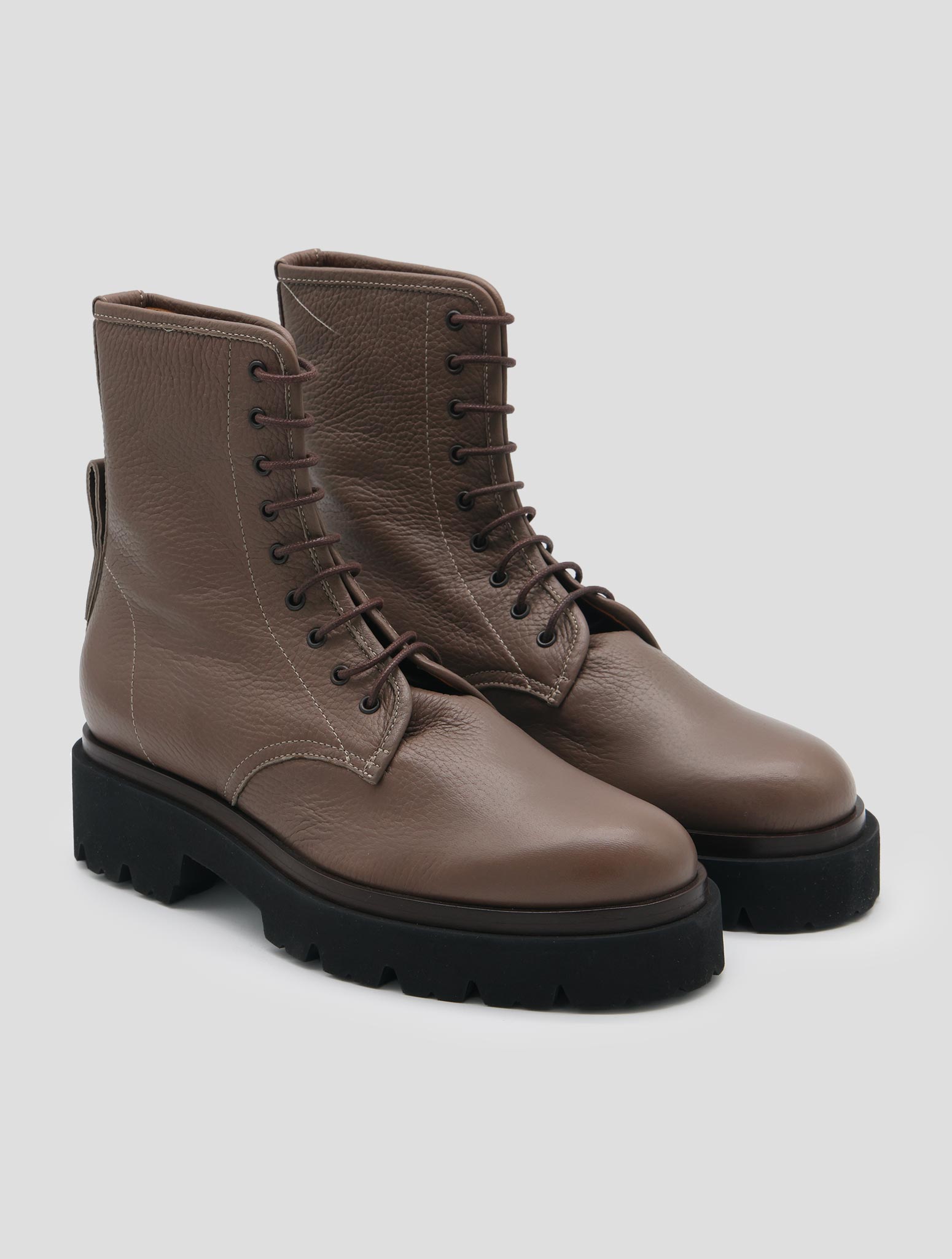 Kiton Taupe Leather Deer Long Boots Women
