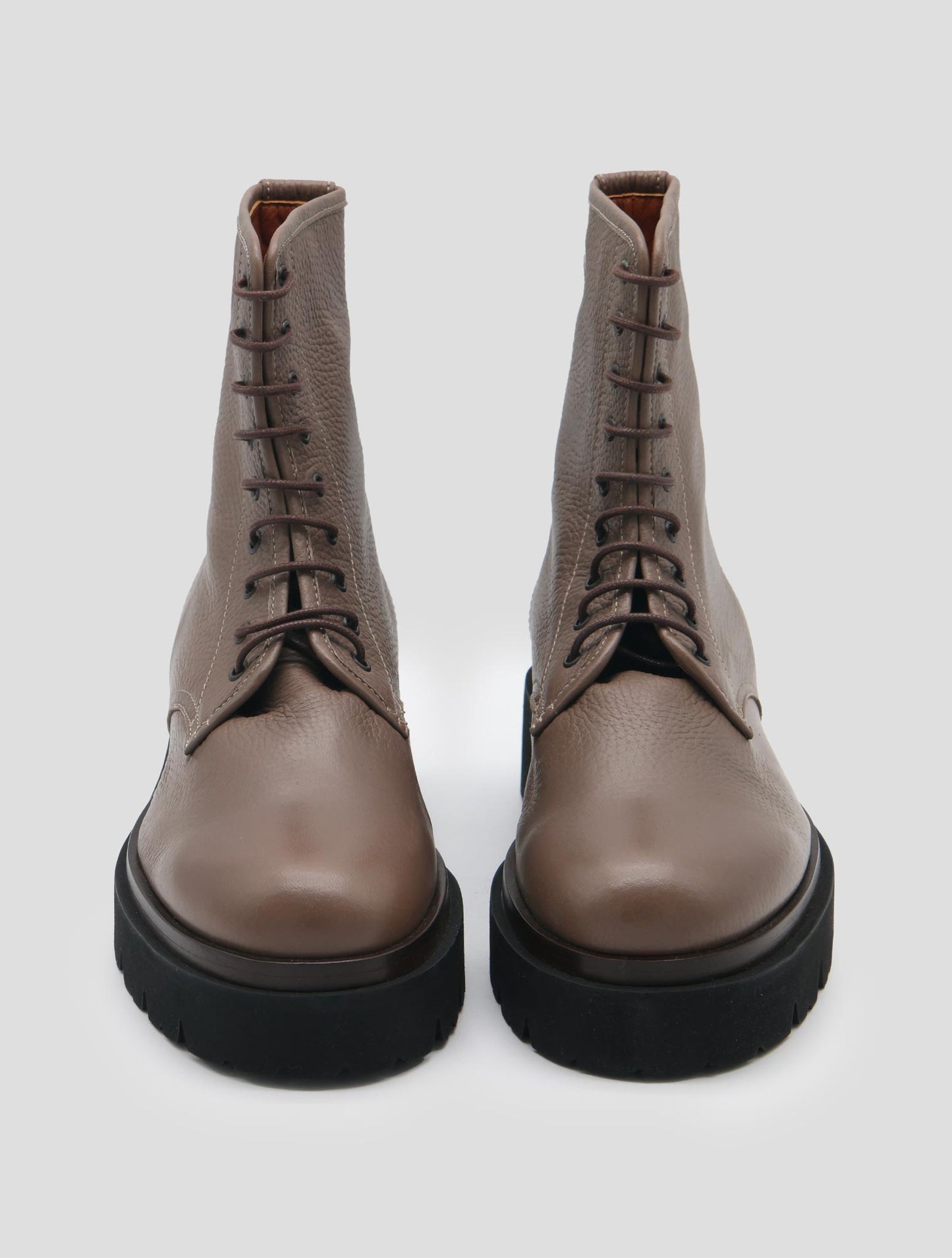 Kiton Taupe Leather Deer Long Boots Women
