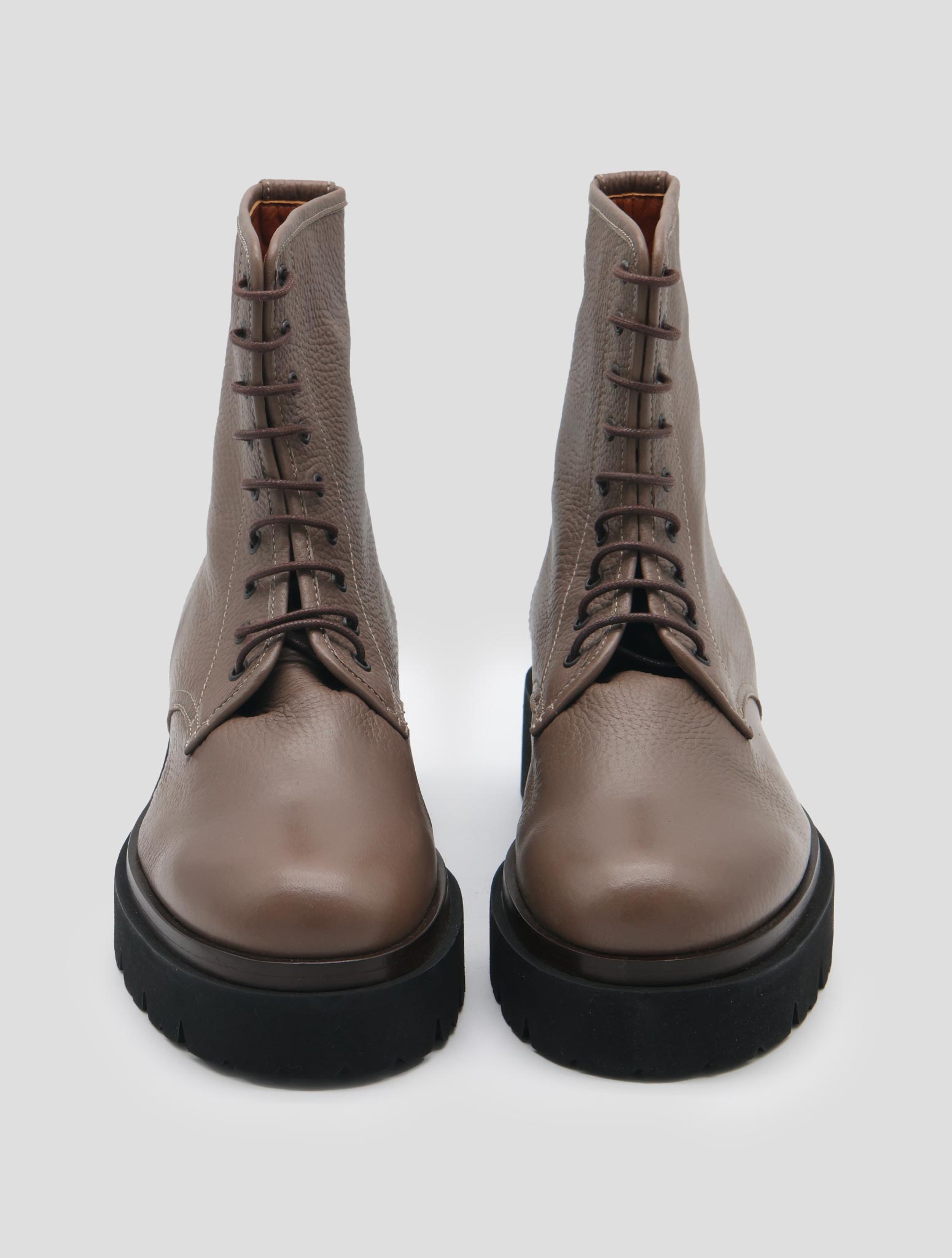 Kiton Taupe Leather Deer Long Boots Women
