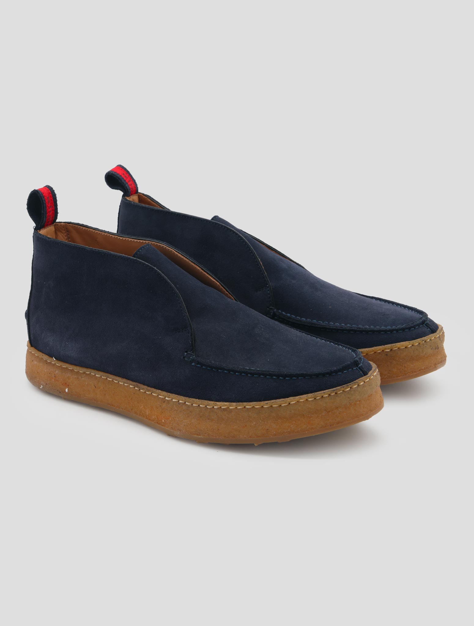 Kiton Blue Leather Suede Inside Fur Boots