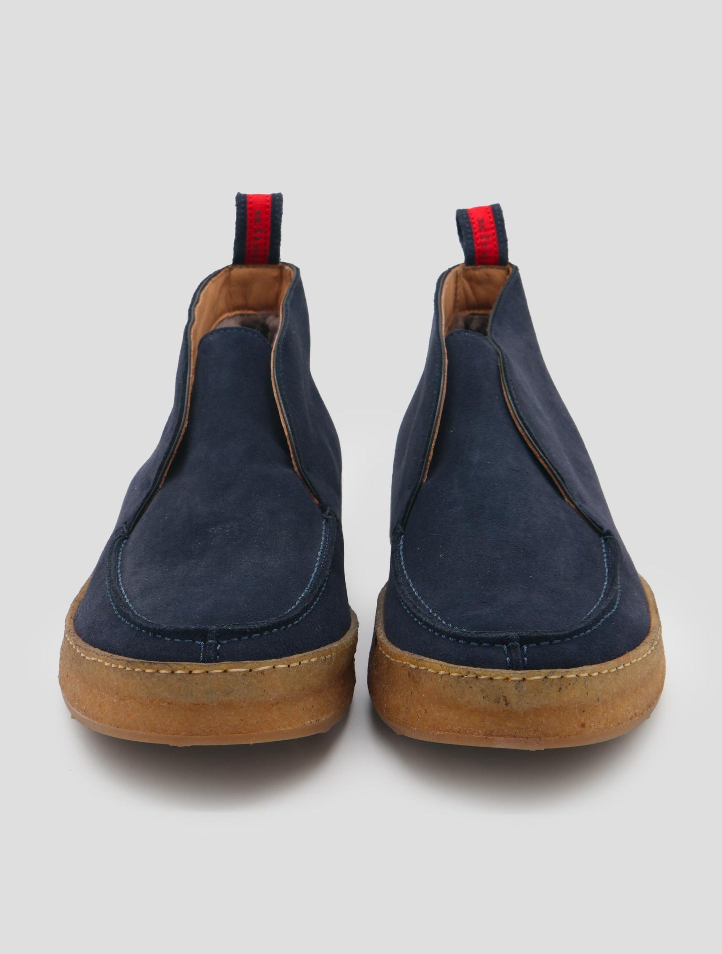 Kiton Blue Leather Suede Inside Fur Boots