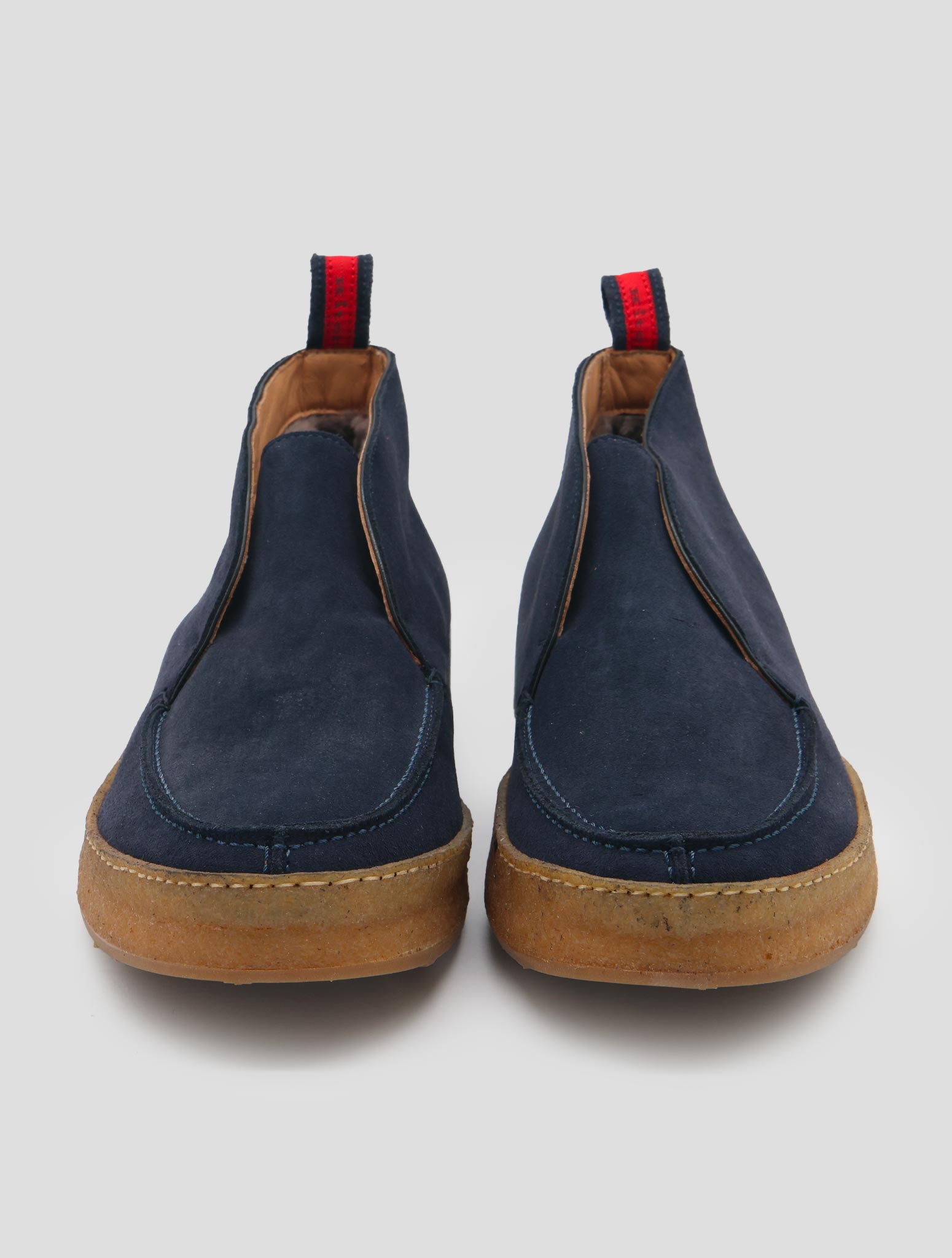 Kiton Blue Leather Suede Inside Fur Boots