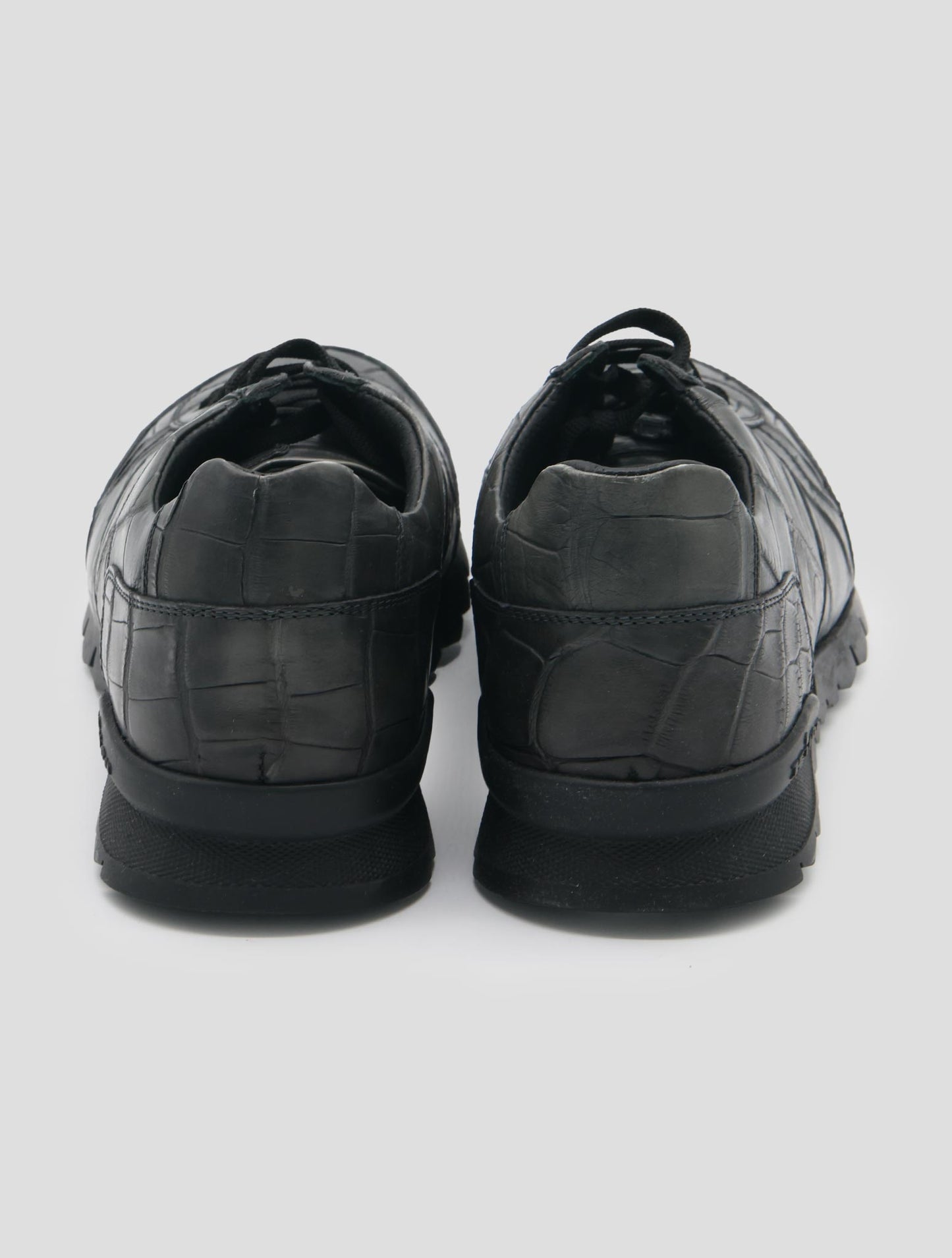 Kiton Gray Leather Crocodile Sneakers