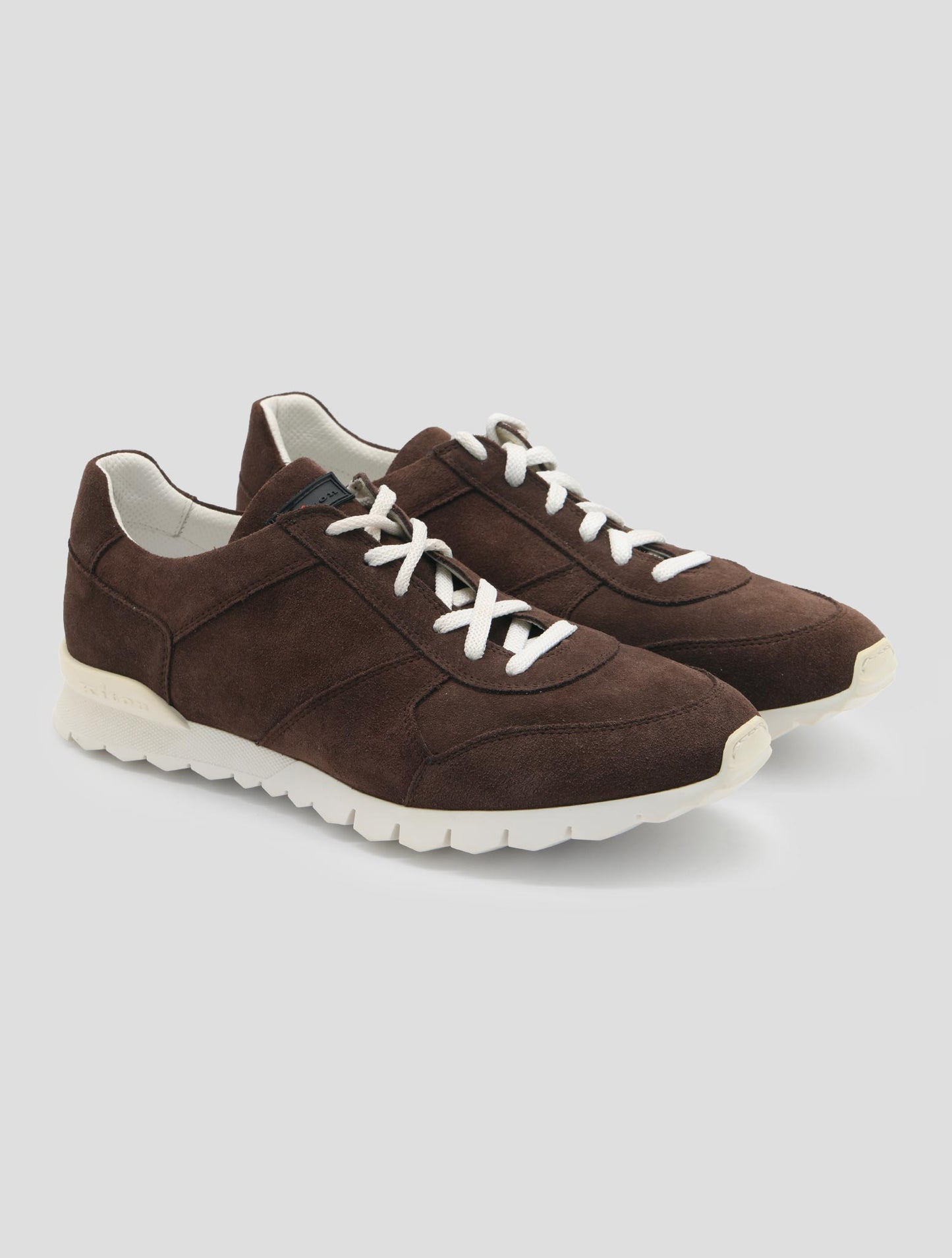 Kiton Brown Leather Suede Sneakers