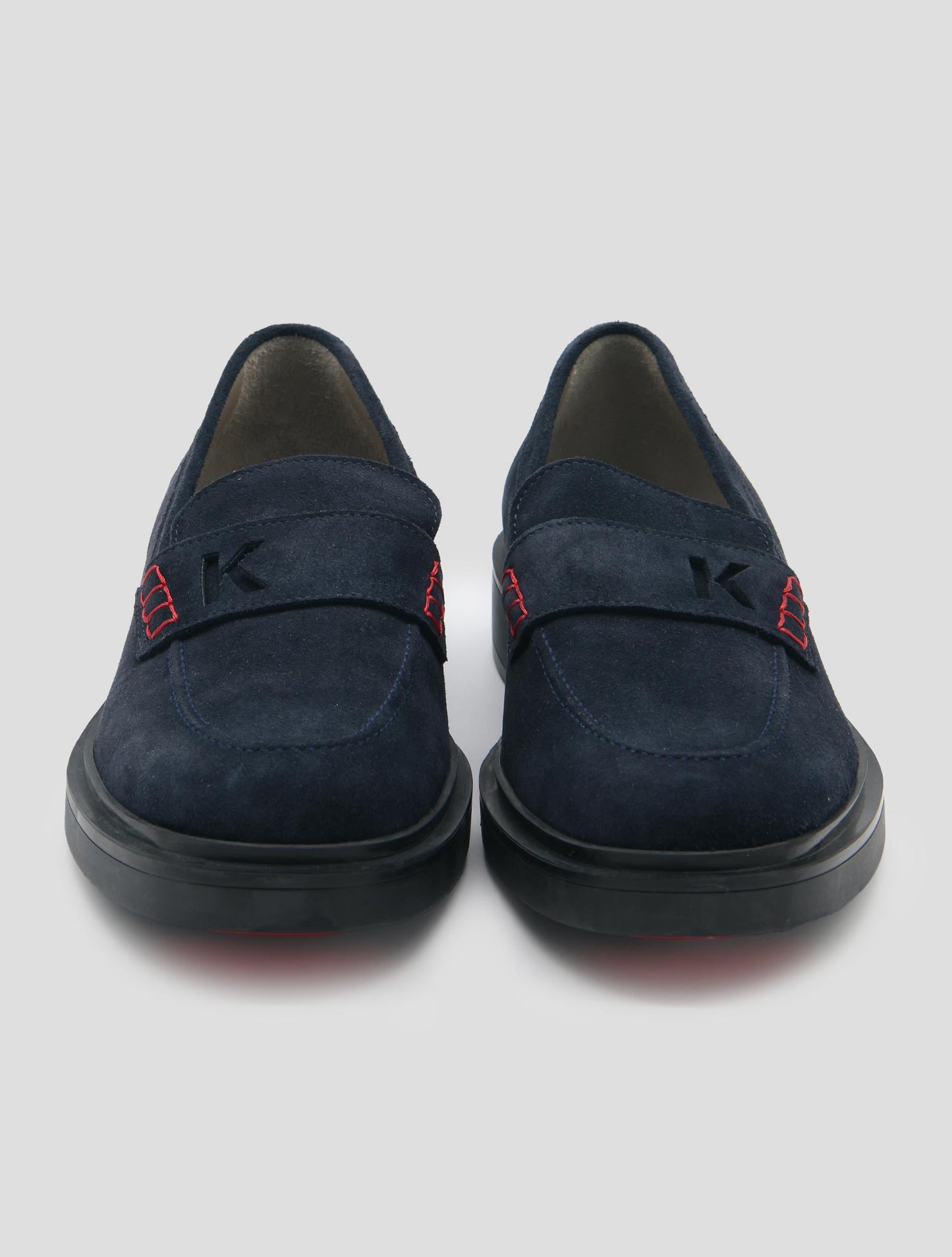 Kiton Blue Leather Suede Loafers