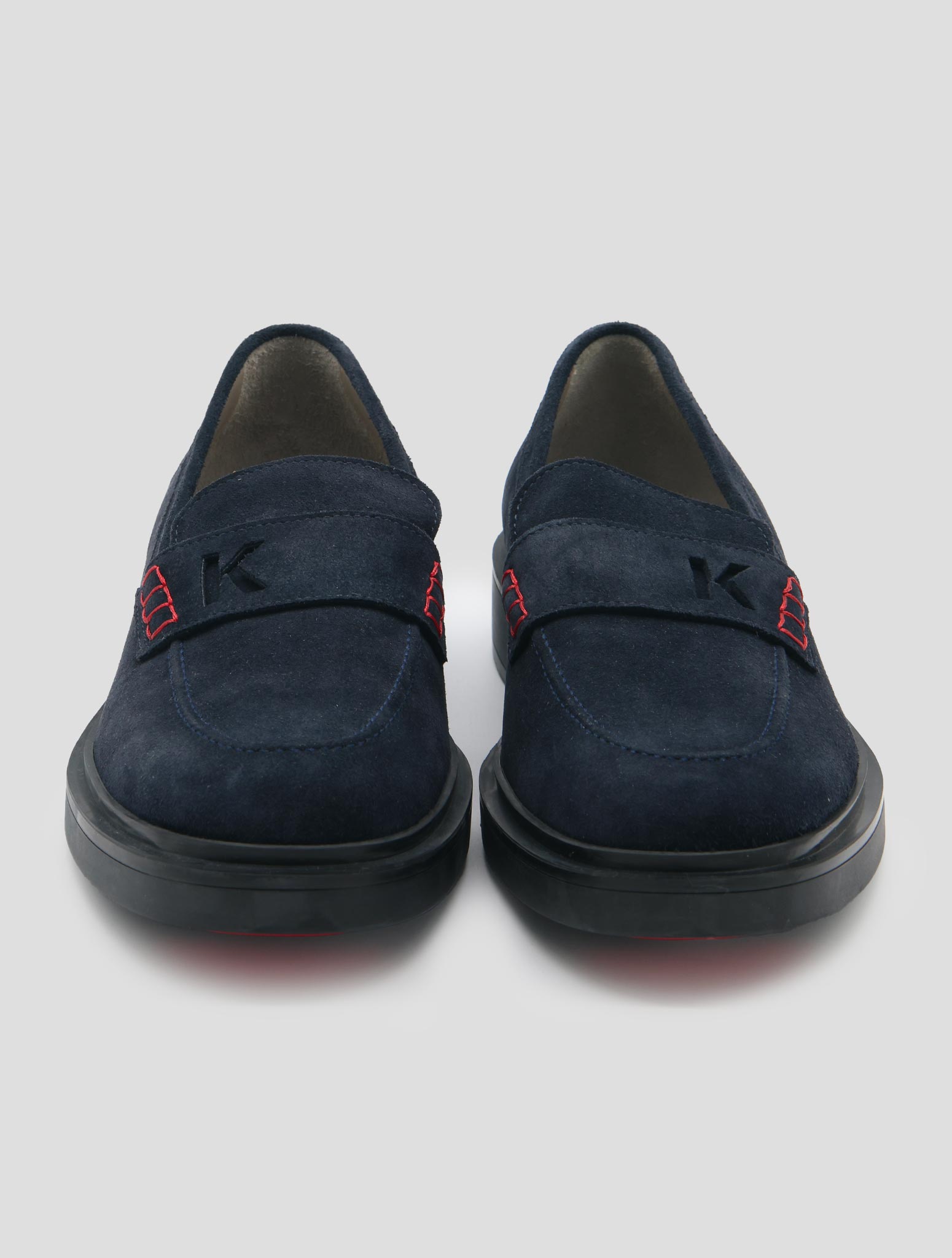Kiton Blue Leather Suede Loafers