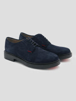 Kiton Blue Leather Suede Shoes