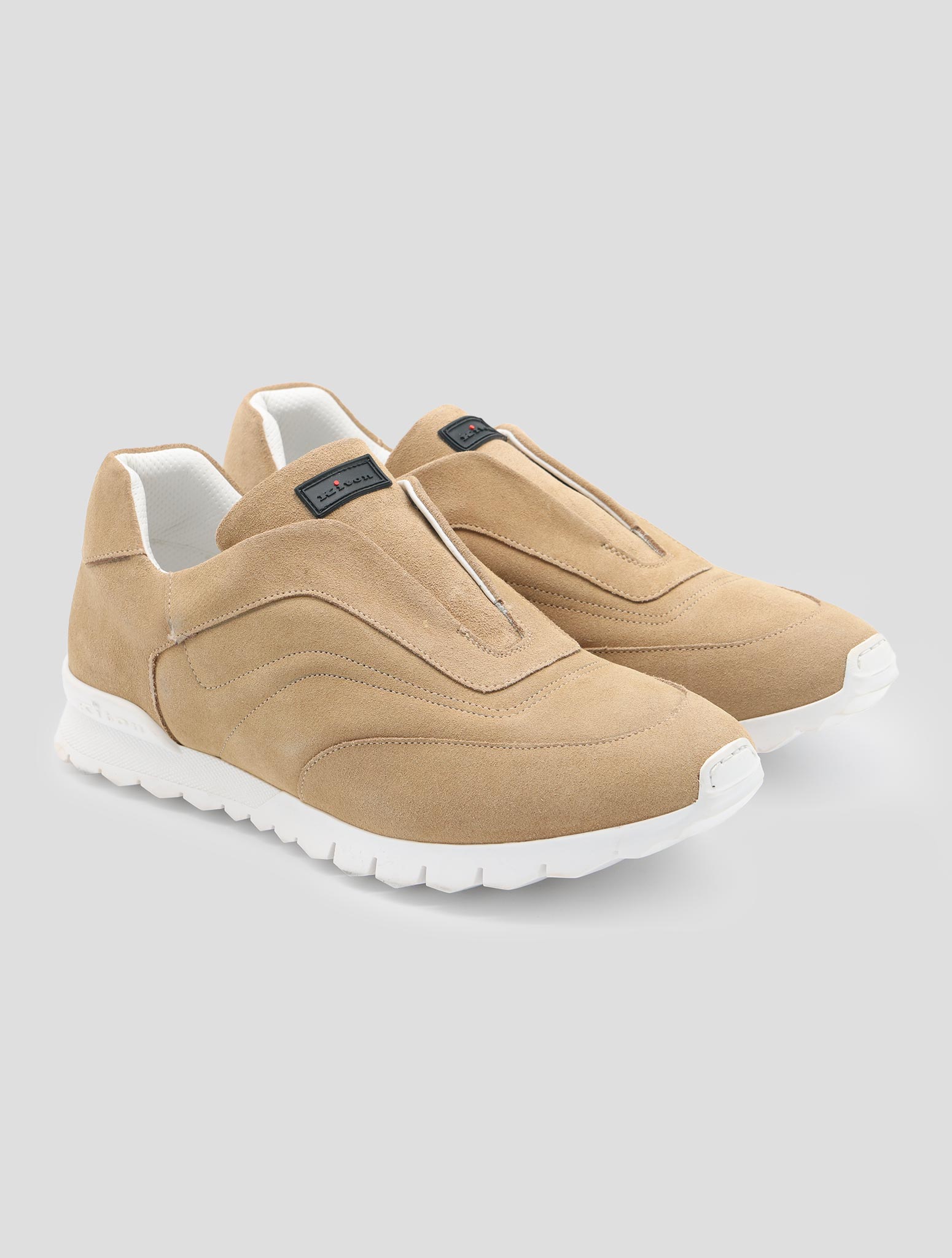 Kiton Beige Leather Suede Sneakers