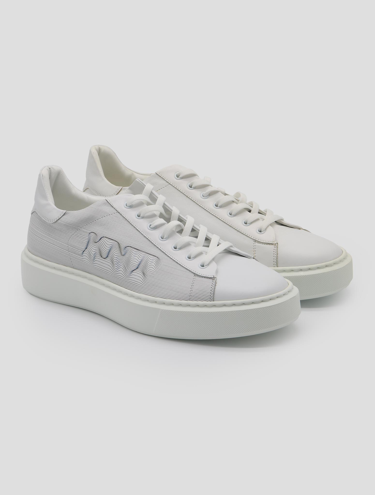 Kiton Knt White Leather Sneakers